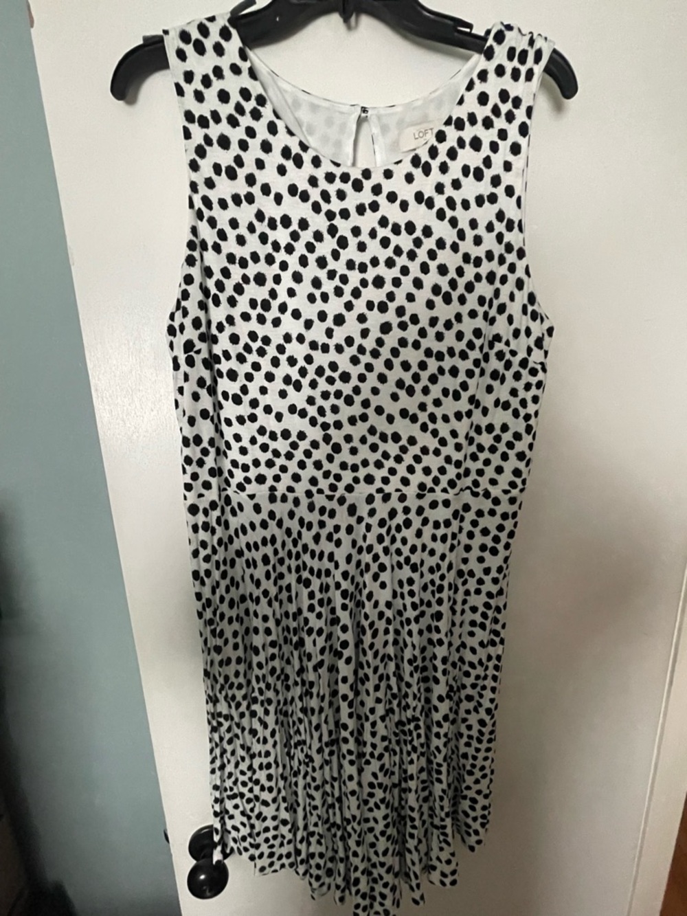 LOFT Black and White Spot Print Sleeveless Dress